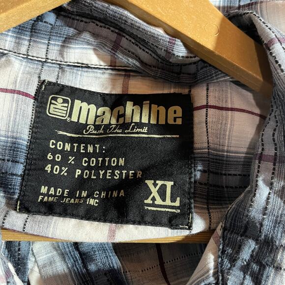 Machine Shirt Mens XL White Gray Long Sleeves‎ Button Casual Pockets Streetwear - Picture 6 of 9